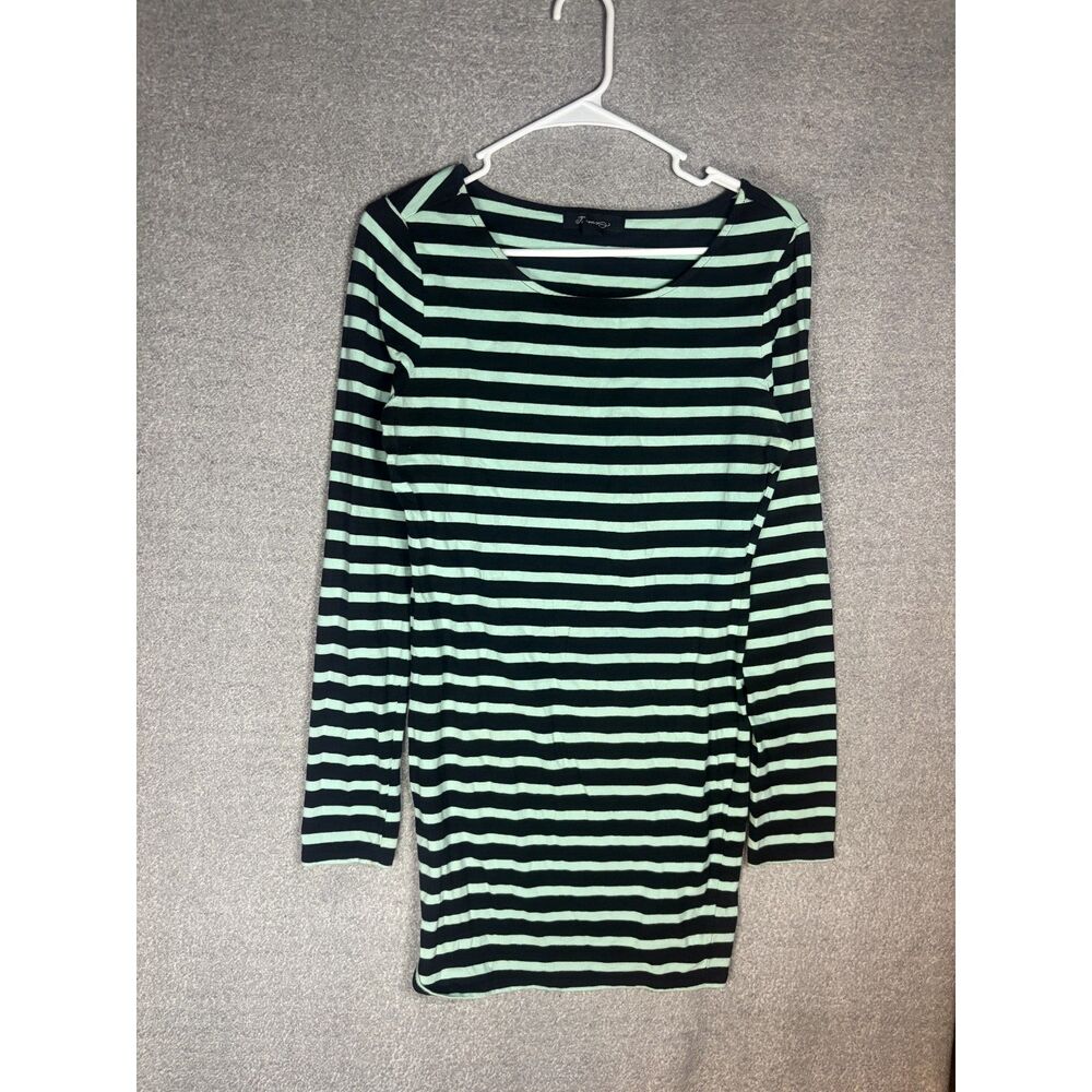 light green striped long sleeve dress top size L